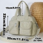 BO Women'S Multi-Pocket Nylon Crossbody Bag - Large Capacity Detachable Shoulder Strap, Multiple Zipper Pockets, Casual Style for Travel & Commuting, Available in Khaki, Light Purple, Dark Green, Watermelon Red, Black, Travel Bag, Commuter Handbag, Stylish Accessory, Durable Zipper Closure