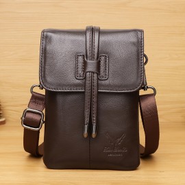 [Leather Crossbody Bag] Genuine Leather Women's Crossbody Bag | Multiple Compartments, Detachable Adjustable Strap, Magnetic Closure, Coffee Brown Tassel Detailing, Polyester Lining - Casual Everyday Shoulder Bag