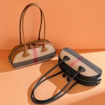 Ondy Women's Vintage Plaid & Cowhide Messenger Bag & Baguette Clutch - Caramel Brown/Black, Adjustable Strap, Zipper Closure, Nylon Lining - All-Season Commuting, Travel & Office Handbag for Women & White-Collar Workers, Cowgirl Purse, Daily Commuting Accessory, Twotone Design, Sturdy Handle Construction