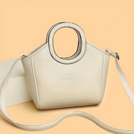 Burgundy/Black/Olive Green/Coffee Brown/Light Brown/Ivory Vintage Women's Shoulder Bag - Stylish Casual Shopping Handbag with Detachable Strap, Zip Closure, and Nylon Lining, Travel Shoulder Purse | Minimalistic Branding | Oiled Edge Construction, Novelty Purse