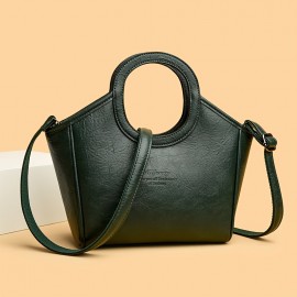 Burgundy/Black/Olive Green/Coffee Brown/Light Brown/Ivory Vintage Women's Shoulder Bag - Stylish Casual Shopping Handbag with Detachable Strap, Zip Closure, and Nylon Lining, Travel Shoulder Purse | Minimalistic Branding | Oiled Edge Construction, Novelty Purse