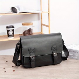 Men'S Genuine Crossbody Bag - Sleek Black Versatile Shoulder & Handbag with Adjustable Strap, Multiple Compartments, and Secure Zipper Closure for Casual or Professional Use, Crossbody Purse, Business Casual Bag, Textured Finish