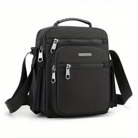 [Casual Crossbody Bag] Large Capacity Men's Casual Oxford Cloth Crossbody Bag | Adjustable Strap, Zippered Pockets, Durable Black Shoulder Bag for Everyday Use