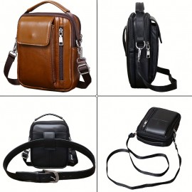 Men'S Genuine Leather Crossbody Bag - Adjustable Strap, Multiple Compartments, Zipper Closure, Black & Brown Options, Perfect for Everyday Use, Secure Travel Bag | Sleek Shoulder Bag | Durable Zipper Closure, Busy Professionals, Small Crossbody Bag, Mini Shoulder Bag for Men, Chains for Cross Bag, Wallet Crossbody Bag for Men, Business Travelers