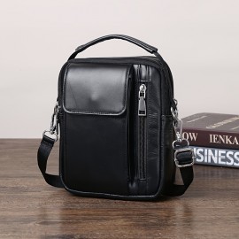 Men'S Genuine Leather Crossbody Bag - Adjustable Strap, Multiple Compartments, Zipper Closure, Black & Brown Options, Perfect for Everyday Use, Secure Travel Bag | Sleek Shoulder Bag | Durable Zipper Closure, Busy Professionals, Small Crossbody Bag, Mini Shoulder Bag for Men, Chains for Cross Bag, Wallet Crossbody Bag for Men, Business Travelers
