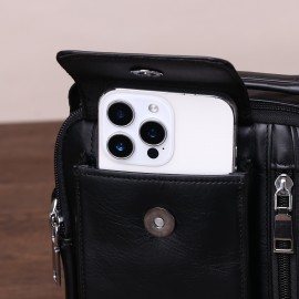 Men'S Genuine Leather Crossbody Bag - Adjustable Strap, Multiple Compartments, Zipper Closure, Black & Brown Options, Perfect for Everyday Use, Secure Travel Bag | Sleek Shoulder Bag | Durable Zipper Closure, Busy Professionals, Small Crossbody Bag, Mini Shoulder Bag for Men, Chains for Cross Bag, Wallet Crossbody Bag for Men, Business Travelers