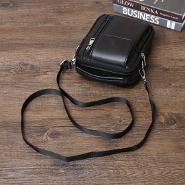 Men'S Genuine Leather Crossbody Bag - Adjustable Strap, Multiple Compartments, Zipper Closure, Black & Brown Options, Perfect for Everyday Use, Secure Travel Bag | Sleek Shoulder Bag | Durable Zipper Closure, Busy Professionals, Small Crossbody Bag, Mini Shoulder Bag for Men, Chains for Cross Bag, Wallet Crossbody Bag for Men, Business Travelers