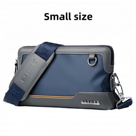 Men'S Premium Oxford Fabric Crossbody Bag with Adjustable Strap - Multi-Compartment Casual Shoulder Bag for Everyday Commute & Outings, Royal Blue with Orange Accents - Ideal Gift for Boyfriend & Family, Crossbody Purse, Versatile Travel Purse, Modern Accessory, Durable Construction, Compact Purse, Urban Commuters, Daily Essentials, Sleek Design, Sturdy Construction, Urban Professionals