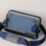 Men'S Premium Oxford Fabric Crossbody Bag with Adjustable Strap - Multi-Compartment Casual Shoulder Bag for Everyday Commute & Outings, Royal Blue with Orange Accents - Ideal Gift for Boyfriend & Family, Crossbody Purse, Versatile Travel Purse, Modern Accessory, Durable Construction, Compact Purse, Urban Commuters, Daily Essentials, Sleek Design, Sturdy Construction, Urban Professionals
