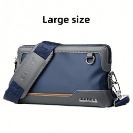 Men'S Premium Oxford Fabric Crossbody Bag with Adjustable Strap - Multi-Compartment Casual Shoulder Bag for Everyday Commute & Outings, Royal Blue with Orange Accents - Ideal Gift for Boyfriend & Family, Crossbody Purse, Versatile Travel Purse, Modern Accessory, Durable Construction, Compact Purse, Urban Commuters, Daily Essentials, Sleek Design, Sturdy Construction, Urban Professionals