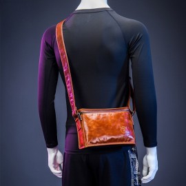 Men's Full-Grain Cowhide Leather Crossbody Bag - Adjustable Strap, Golden-Tone Hardware & Snap Closure, iPad & Phone Compartment - Retro Casual & Business Multifunctional Small Square Shoulder Bag (Black, Durable Everyday Carry)