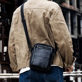 Double-layer business crossbody bag, portable shoulder bag casual bag, unisex Genuine Leather crossbody, top layer Genuine Leather square bag, Genuine Leather single-shoulder handbag, suitable for Valentine's Day, Teacher's Day, back-to-school, graduation, and Christmas gifts