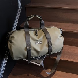 Men's Large Capacity Gym Duffel Bag - Sleek Black Adjustable Shoulder Straps, Durable Fabric for Travel, Business & Daily Commute - Spacious Sport Bag with Multiple Compartments, Gym Bag, Highend Texture, Workout Gear, Modern Design, Premium Material, Fitness Enthusiasts