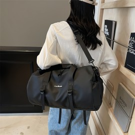 Men's Large Capacity Gym Duffel Bag - Sleek Black Adjustable Shoulder Straps, Durable Fabric for Travel, Business & Daily Commute - Spacious Sport Bag with Multiple Compartments, Gym Bag, Highend Texture, Workout Gear, Modern Design, Premium Material, Fitness Enthusiasts