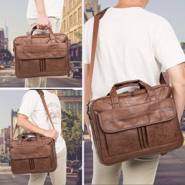 Men'S Stylish Large Capacity Briefcase - Durable, Multiple Compartments for Laptop & Phone, Versatile Shoulder or Handbag Design, Office Essentials Bag|Stylish Office Bag|Durable Handle, Briefcase