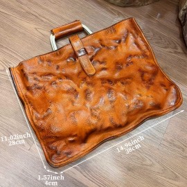 QWQ Men'S Genuine Leather Slim Briefcase Bag - Vintage Handmade Top Grain Shoulder Crossbody Satchel with Double Handles, Deep Brown, Durable & Stylish for Work, Travel, or Everyday Use, Travel Accessory, Classic Design, Sturdy Construction, Briefcase Men, Mens Tote Bag, Tote Bag, Tote Bags, Travel Accessories, Travel Bag, Work Bag