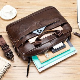 Leather Crossbody Bag, Men's Briefcase, Portable Shoulder Bag, Top Layer Leather File Bag, Large Leather Tote Bag, Leather Computer Bag, Suitable for Valentine's Day, Teacher's Day, Back to School, Graduation and Christmas Gifts