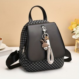 Stylish Women's High Quality Synthetic Leather Backpack - Soft Shell Lightweight Travel Bag with Multiple Pockets, Adjustable Straps & Charms (Bright Pink/Coffee Brown/Terracotta/Black), Casual Daypack, Backpack for Travel