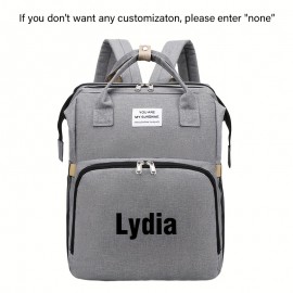 Personalized Embroidery Diaper Bag for Women, Large Capacity Mommy Backpack with Portable Foldable Design, Lightweight Travel Bag with Stroller Straps, Custom Name for Maternity, Hospital, Vacation, Outing