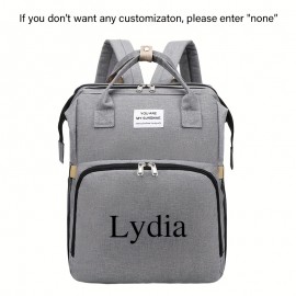 Personalized Embroidery Diaper Bag for Women, Large Capacity Mommy Backpack with Portable Foldable Design, Lightweight Travel Bag with Stroller Straps, Custom Name for Maternity, Hospital, Vacation, Outing