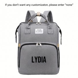 Personalized Embroidery Diaper Bag for Women, Large Capacity Mommy Backpack with Portable Foldable Design, Lightweight Travel Bag with Stroller Straps, Custom Name for Maternity, Hospital, Vacation, Outing
