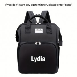 Personalized Embroidery Diaper Bag for Women, Large Capacity Mommy Backpack with Portable Foldable Design, Lightweight Travel Bag with Stroller Straps, Custom Name for Maternity, Hospital, Vacation, Outing