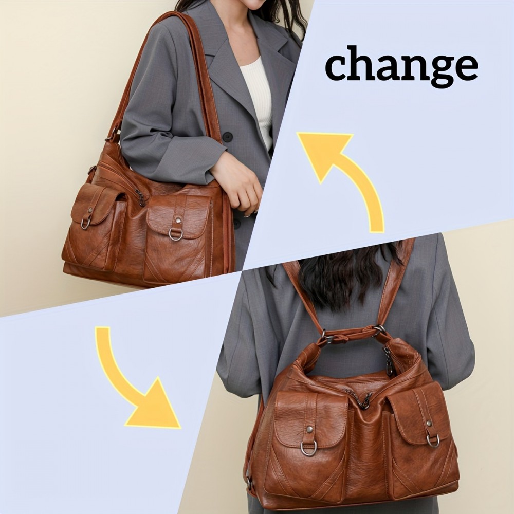 Women'S Convertible Crossbody/Backpack Bag with Adjustable Strap & Magnetic Closure - Convertible Handbag & Backpack, Golden-Tone Hardware, Versatile Fashion Accessory, Sleek Design, Sturdy Construction, Fashion Lovers