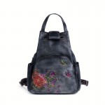 Vintage-Inspired Large Capacity Black Leather Backpack with Floral & Butterfly Design - Adjustable Strap, Zipper Closure, Polyester Lining, Urban Style, Trendy Fashion Backpack|Vintageinspired Backpack|Durable Backpack