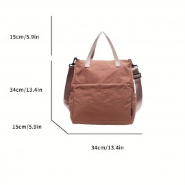 New Women'S Backpack, Double Shoulder Single Shoulder, Large Capacity, Outdoor, Simple Fashion, Zipper, Lightweight, Nylon, Polyester Lining, Removable Strap, Hand Wash, Black Beige Pink Adzuki Bean Color Options