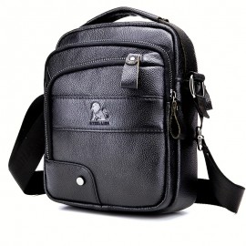 Genuine Leather Crossbody Bag with Adjustable Strap & Multiple Pockets - Deep Brown Vertical Unisex Shoulder Bag for Men & Women, Durable Everyday Commute & Holiday Gifts (Valentine's Day, Father's Day, Christmas), Crossbody Purse, Soft Texture Leather, Casual Outing, Sleek Design, Premium Material, Men's Accessory