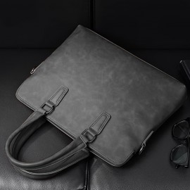 Men's handbag briefcase Men's bag tote bag file folder detachable shoulder strap daily commuting hand-held bag without print adjustable belt simple and stylish three colors available